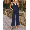 image:imageZESICA Womens Summer Sleeveless 2 Piece Blazer Suit SetsNavy