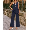image:imageZESICA Womens Summer Sleeveless 2 Piece Blazer Suit SetsNavy