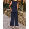 image:imageZESICA Womens Summer Sleeveless 2 Piece Blazer Suit SetsNavy