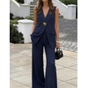 image:imageZESICA Womens Summer Sleeveless 2 Piece Blazer Suit SetsNavy