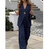 image:imageZESICA Womens Summer Sleeveless 2 Piece Blazer Suit SetsNavy