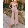 image:imageZESICA Womens Summer Sleeveless 2 Piece Blazer Suit SetsPink