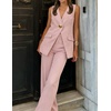 image:imageZESICA Womens Summer Sleeveless 2 Piece Blazer Suit SetsPink