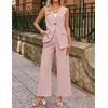 image:imageZESICA Womens Summer Sleeveless 2 Piece Blazer Suit SetsPink