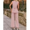 image:imageZESICA Womens Summer Sleeveless 2 Piece Blazer Suit SetsPink