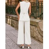 image:imageZESICA Womens Summer Sleeveless 2 Piece Blazer Suit SetsWhite