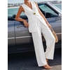 image:imageZESICA Womens Summer Sleeveless 2 Piece Blazer Suit SetsWhite