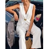 image:imageZESICA Womens Summer Sleeveless 2 Piece Blazer Suit SetsWhite