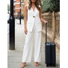 image:imageZESICA Womens Summer Sleeveless 2 Piece Blazer Suit SetsWhite