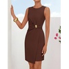 image:imageZESICA Womens Summer Sleeveless Bodycon Formal Cocktail Work Short DressBrown