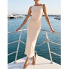 image:imageZESICA Womens Summer Sleeveless Bodycon Ruched Maxi DressApricot