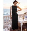 image:imageZESICA Womens Summer Sleeveless Bodycon Ruched Maxi DressBlack