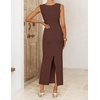 image:imageZESICA Womens Summer Sleeveless Bodycon Ruched Maxi DressBrown