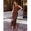 image:imageZESICA Womens Summer Sleeveless Bodycon Ruched Maxi DressBrown
