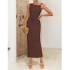 image:imageZESICA Womens Summer Sleeveless Bodycon Ruched Maxi DressBrown