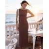 image:imageZESICA Womens Summer Sleeveless Bodycon Ruched Maxi DressBrown