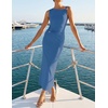 image:imageZESICA Womens Summer Sleeveless Bodycon Ruched Maxi DressDustyblue