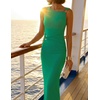 image:imageZESICA Womens Summer Sleeveless Bodycon Ruched Maxi DressGreen