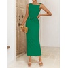image:imageZESICA Womens Summer Sleeveless Bodycon Ruched Maxi DressGreen