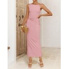 image:imageZESICA Womens Summer Sleeveless Bodycon Ruched Maxi DressPink