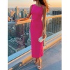 image:imageZESICA Womens Summer Sleeveless Bodycon Ruched Maxi DressRose