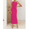 image:imageZESICA Womens Summer Sleeveless Bodycon Ruched Maxi DressRose