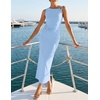 image:imageZESICA Womens Summer Sleeveless Bodycon Ruched Maxi DressSky