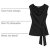 image:imageZESICA Womens Summer Sleeveless Business Casual Wrap Tank TopsBlack