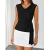 image:imageZESICA Womens Summer Sleeveless Business Casual Wrap Tank TopsBlack