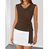 image:imageZESICA Womens Summer Sleeveless Business Casual Wrap Tank TopsCoffee