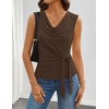image:imageZESICA Womens Summer Sleeveless Business Casual Wrap Tank TopsCoffee