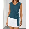 image:imageZESICA Womens Summer Sleeveless Business Casual Wrap Tank TopsLake Blue