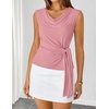 image:imageZESICA Womens Summer Sleeveless Business Casual Wrap Tank TopsPink