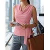 image:imageZESICA Womens Summer Sleeveless Business Casual Wrap Tank TopsPink