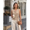 image:imageZESICA Womens Summer Sleeveless Business Casual Wrap Tank TopsSand