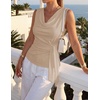 image:imageZESICA Womens Summer Sleeveless Business Casual Wrap Tank TopsSand