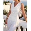 image:imageZESICA Womens Summer Sleeveless Business Casual Wrap Tank TopsWhite