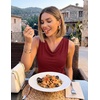 image:imageZESICA Womens Summer Sleeveless Business Casual Wrap Tank TopsWine