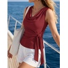 image:imageZESICA Womens Summer Sleeveless Business Casual Wrap Tank TopsWine