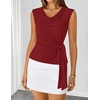 image:imageZESICA Womens Summer Sleeveless Business Casual Wrap Tank TopsWine
