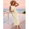 image:imageZESICA Womens Summer Sleeveless Floral Bodycon Wedding Guest DressesApricot