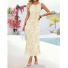 image:imageZESICA Womens Summer Sleeveless Floral Bodycon Wedding Guest DressesApricot