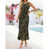 image:imageZESICA Womens Summer Sleeveless Floral Bodycon Wedding Guest DressesArmy