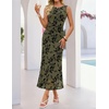 image:imageZESICA Womens Summer Sleeveless Floral Bodycon Wedding Guest DressesArmy