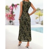 image:imageZESICA Womens Summer Sleeveless Floral Bodycon Wedding Guest DressesArmy