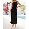 image:imageZESICA Womens Summer Sleeveless Floral Bodycon Wedding Guest DressesBlack