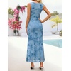 image:imageZESICA Womens Summer Sleeveless Floral Bodycon Wedding Guest DressesBlue