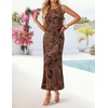 image:imageZESICA Womens Summer Sleeveless Floral Bodycon Wedding Guest DressesBrown
