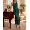 image:imageZESICA Womens Summer Sleeveless Floral Bodycon Wedding Guest DressesDarkgreen