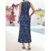 image:imageZESICA Womens Summer Sleeveless Floral Bodycon Wedding Guest DressesDustyblue